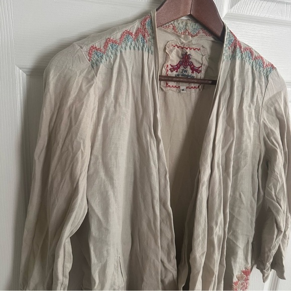 Johnny Was JW Los Angeles Cotton Embroidered Cardigan Kimono pockets medium - Picture 2 of 8
